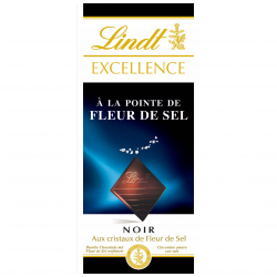 Lindt : chocolat noir et pointe de fleur de sel  : Noir de dégustation : 100 g