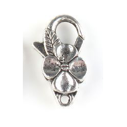 Lobster clasp : flower shape : Silver platted : 25x14mm