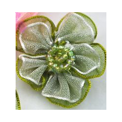 Fleur : organza : Vert : 30 mm